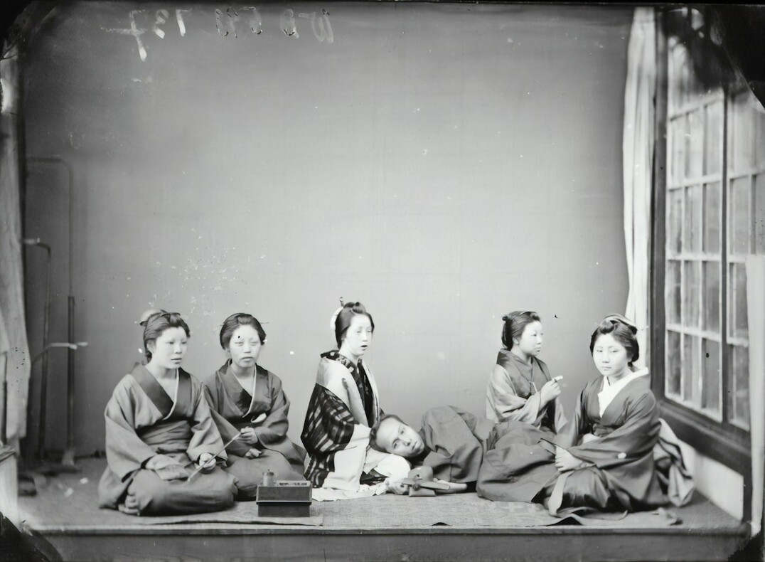 Japanese seniors rehearsing a small stage play together